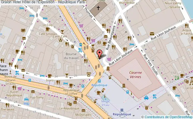 plan Hôtel De L'exposition - République Paris