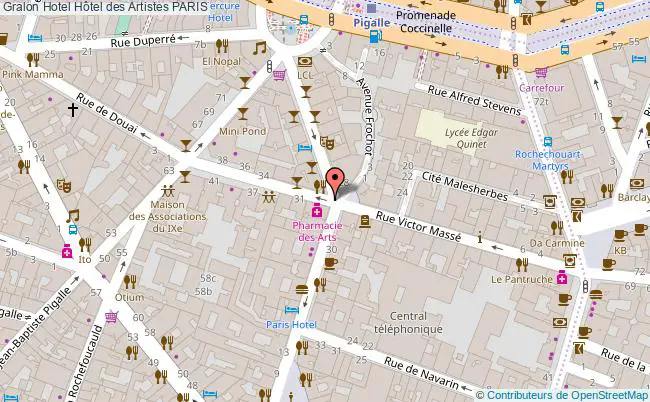 plan Hôtel Des Artistes PARIS