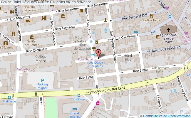 plan Hôtel Des Quatre Dauphins Aix en provence