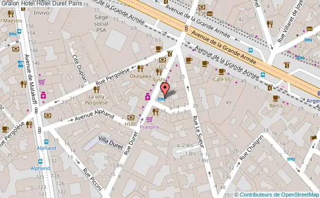 plan Hôtel Duret Paris