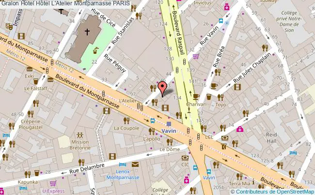 plan Hôtel L'atelier Montparnasse PARIS