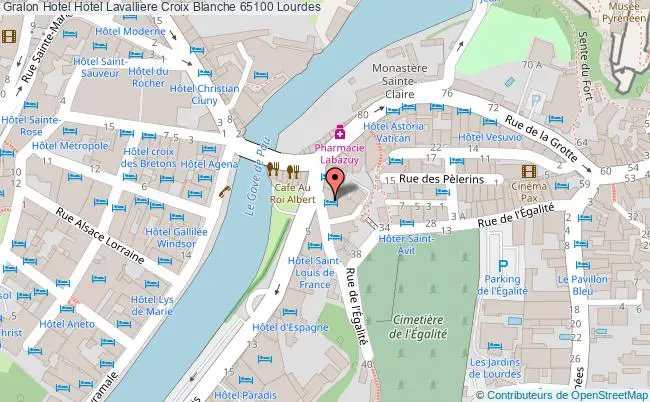 plan Hotel Lavalliere Croix Blanche 65100 Lourdes