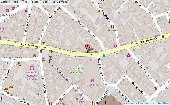 plan Hôtel Le Hameau De Passy PARIS