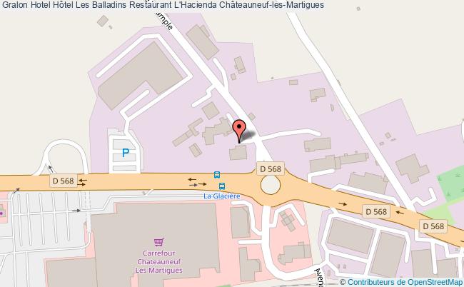 plan Hôtel Les Balladins Restaurant L'hacienda Châteauneuf-les-Martigues