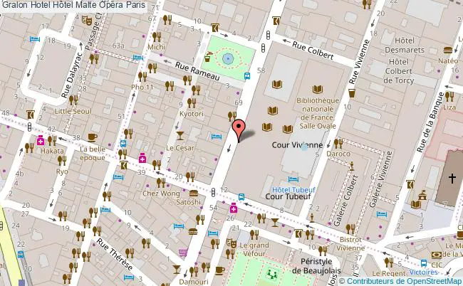 plan Hôtel Malte Opéra Paris