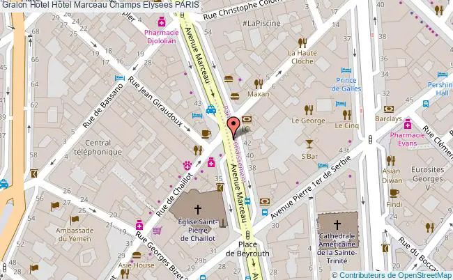 plan Hôtel Marceau Champs Elysées PARIS