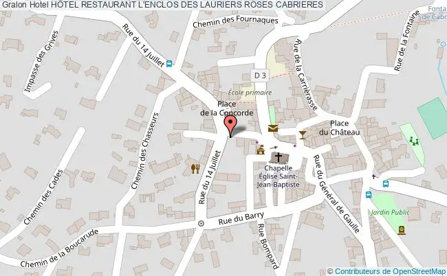 plan HÔtel Restaurant L'enclos Des Lauriers Roses CABRIERES