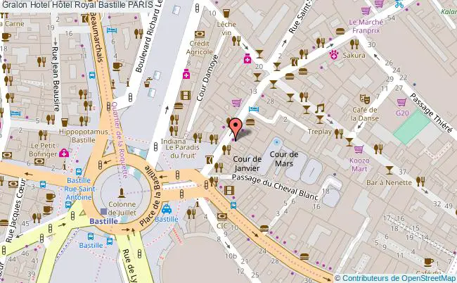 plan Hôtel Royal Bastille PARIS