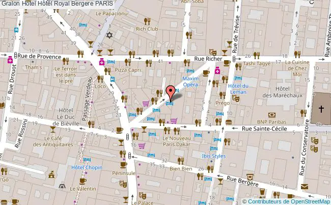 plan Hôtel Royal Bergere PARIS