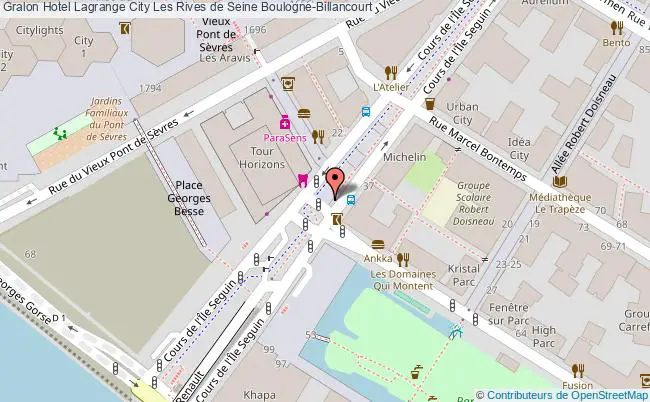 plan Hotel Lagrange City Les Rives De Seine Boulogne-Billancourt