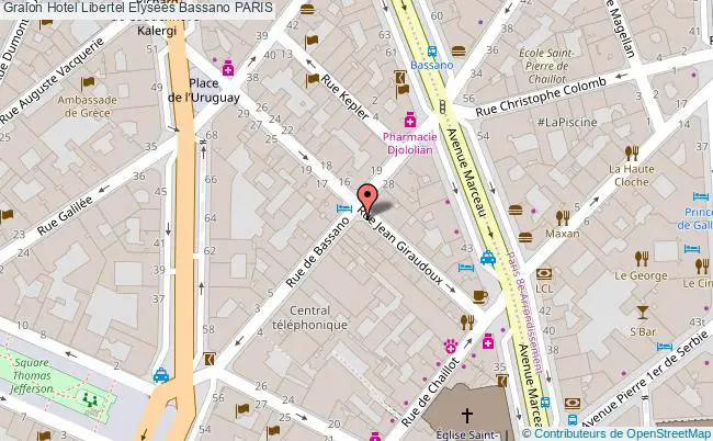 plan Hotel Libertel Elysees Bassano PARIS