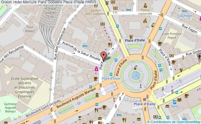 plan Hotel Mercure Paris Gobelins Place D'italie PARIS