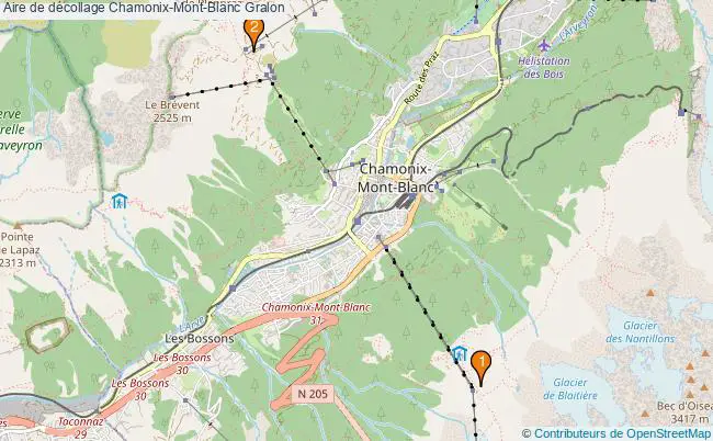 plan Aire de décollage Chamonix-Mont-Blanc : 2 équipements