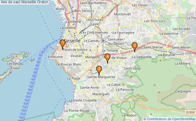 plan Aire de saut Marseille : 4 équipements