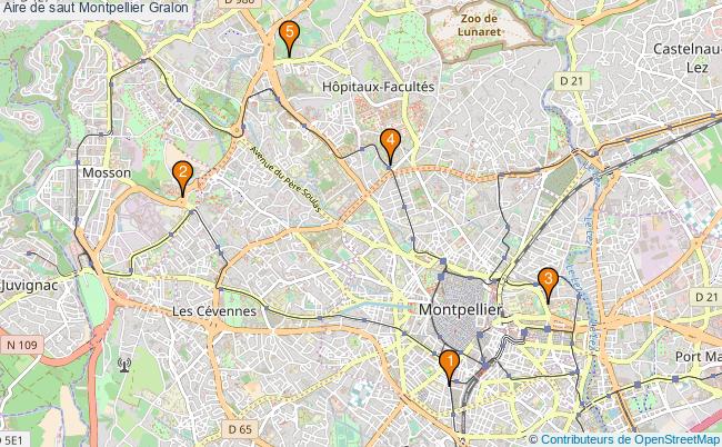 plan Aire de saut Montpellier : 5 équipements