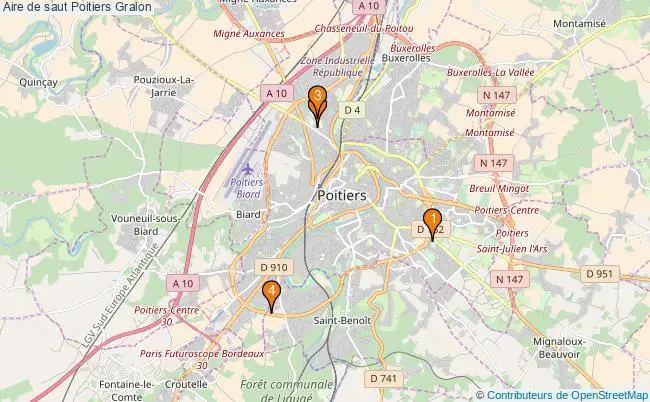plan Aire de saut Poitiers : 4 équipements