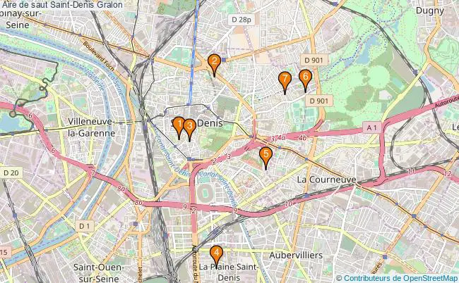 plan Aire de saut Saint-Denis : 7 équipements