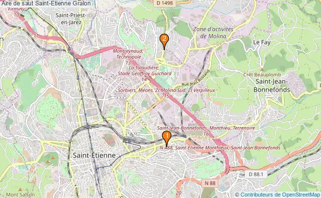 plan Aire de saut Saint-Etienne : 2 équipements