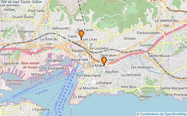 plan Aire de saut Toulon : 3 équipements