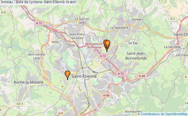 plan Anneau / piste de cyclisme Saint-Etienne : 4 équipements