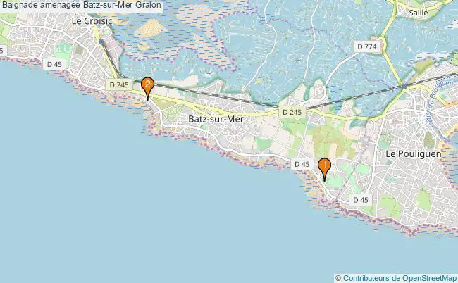 plan Baignade aménagée Batz-sur-Mer : 2 équipements