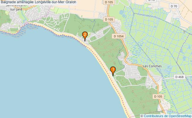 plan Baignade aménagée Longeville-sur-Mer : 2 équipements