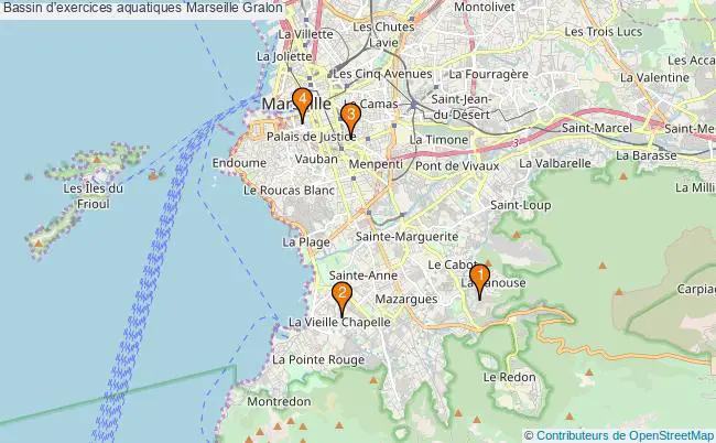plan Bassin d'exercices aquatiques Marseille : 4 équipements