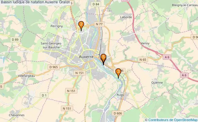 plan Bassin ludique de natation Auxerre : 5 équipements