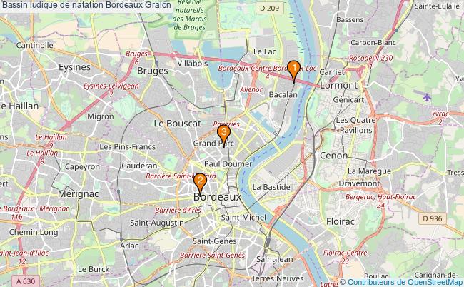 plan Bassin ludique de natation Bordeaux : 3 équipements