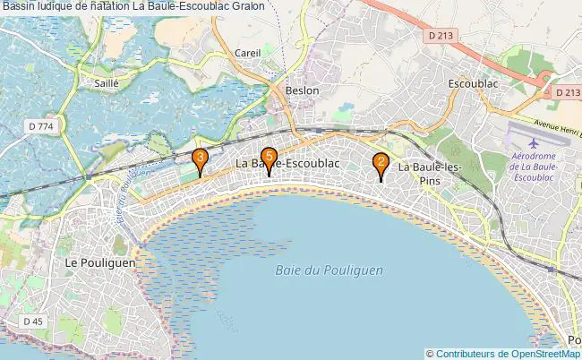 plan Bassin ludique de natation La Baule-Escoublac : 5 équipements
