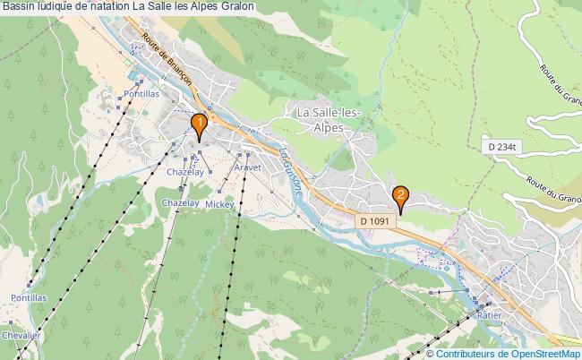 plan Bassin ludique de natation La Salle les Alpes : 2 équipements