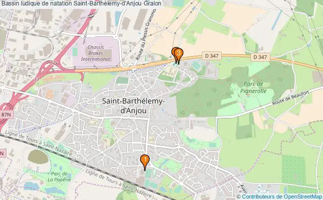 plan Bassin ludique de natation Saint-Barthélemy-d'Anjou : 3 équipements