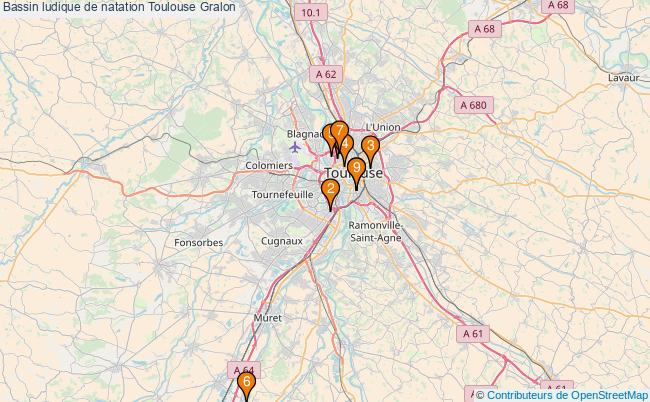 plan Bassin ludique de natation Toulouse : 9 équipements
