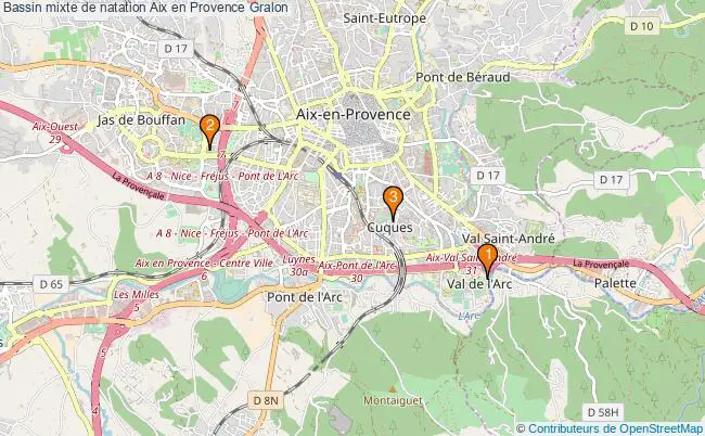 plan Bassin mixte de natation Aix en Provence : 3 équipements