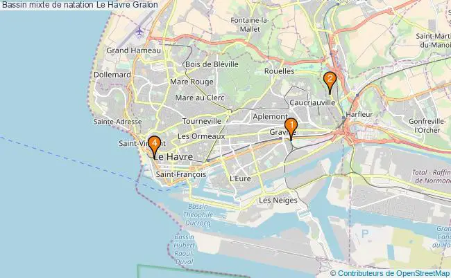 plan Bassin mixte de natation Le Havre : 4 équipements