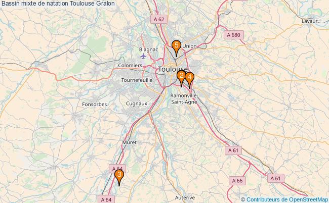 plan Bassin mixte de natation Toulouse : 5 équipements