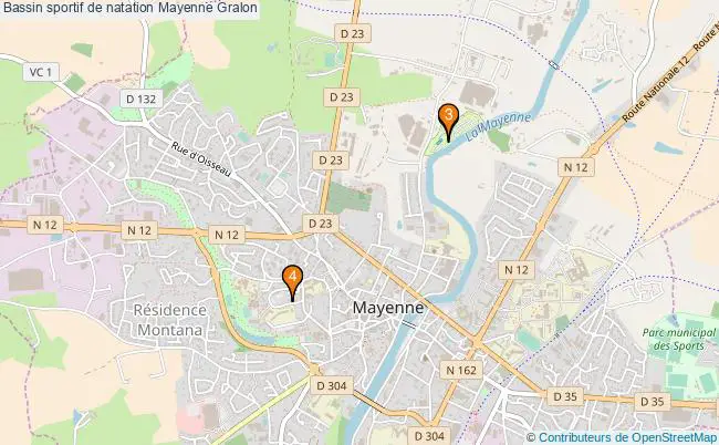 plan Bassin sportif de natation Mayenne : 4 équipements