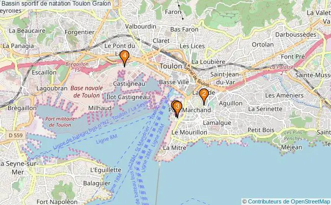 plan Bassin sportif de natation Toulon : 4 équipements