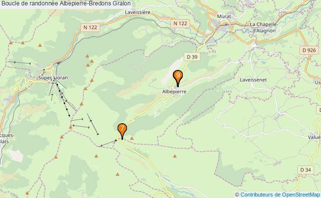 plan Boucle de randonnée Albepierre-Bredons : 9 équipements