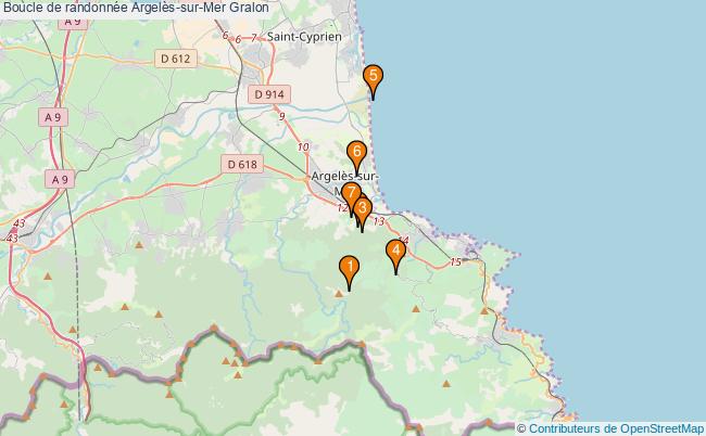 plan Boucle de randonnée Argelès-sur-Mer : 7 équipements