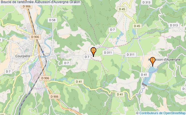 plan Boucle de randonnée Aubusson-d'Auvergne : 25 équipements