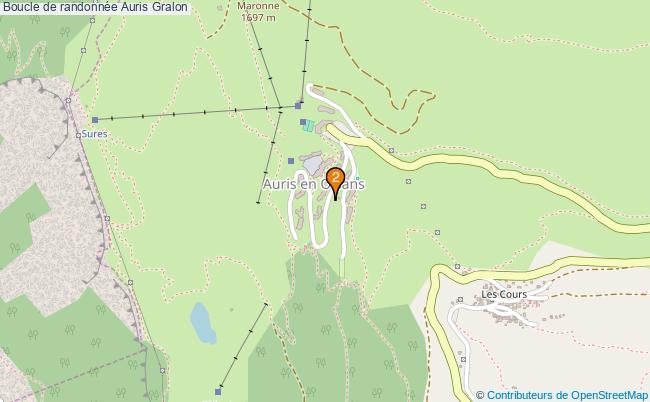 plan Boucle de randonnée Auris : 2 équipements