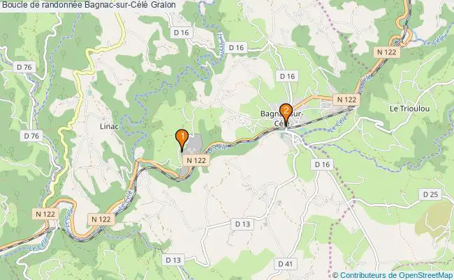 plan Boucle de randonnée Bagnac-sur-Célé : 2 équipements