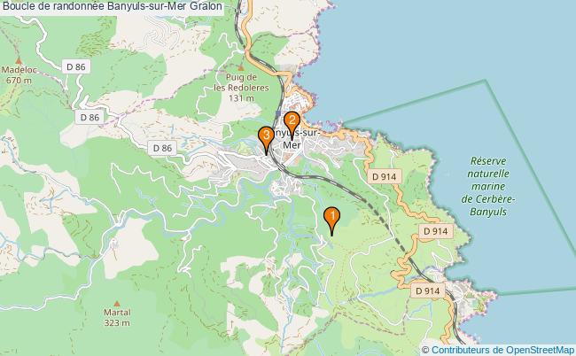 plan Boucle de randonnée Banyuls-sur-Mer : 3 équipements