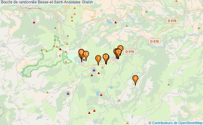 plan Boucle de randonnée Besse-et-Saint-Anastaise : 17 équipements