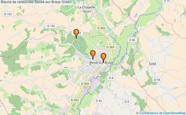 plan Boucle de randonnée Bessé-sur-Braye : 5 équipements
