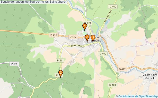plan Boucle de randonnée Bourbonne-les-Bains : 4 équipements