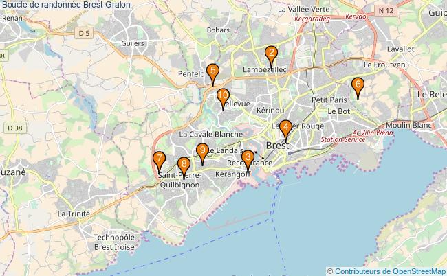 plan Boucle de randonnée Brest : 10 équipements