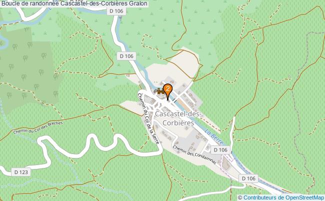 plan Boucle de randonnée Cascastel-des-Corbières : 2 équipements