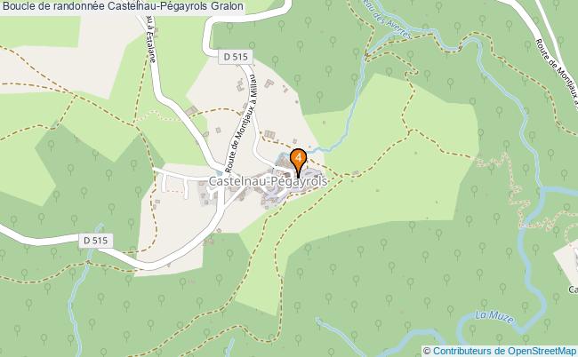 plan Boucle de randonnée Castelnau-Pégayrols : 4 équipements